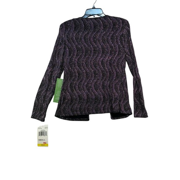 Onyx Nite Womens Beaded Long Sleeve Tank & Jacket Small Black & Pink Silver Glit - Picture 9 of 14